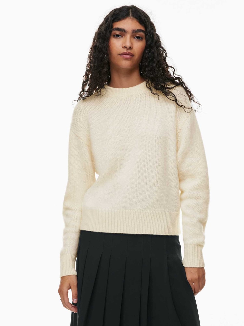 Aritzia Wilfred Luxe Cashmere Maria Sweater Size L Whisper White